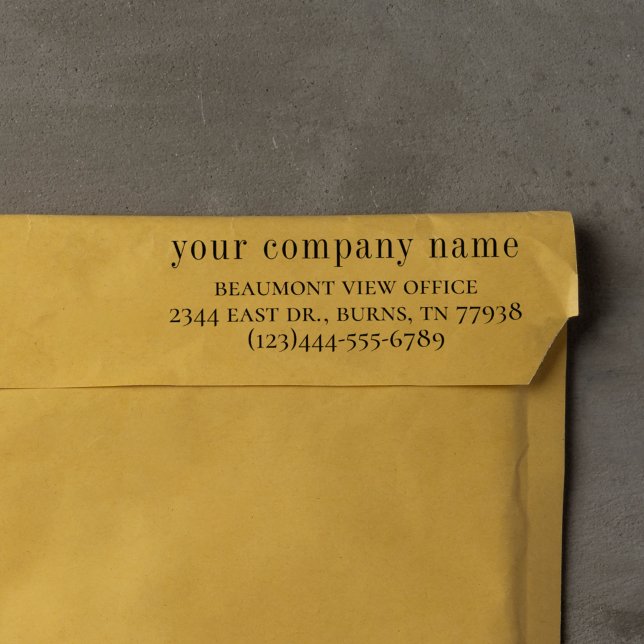 Carimbo De Borracha Nome comercial e informações de contato | Empresa (Rubber Stamp Mock-up)