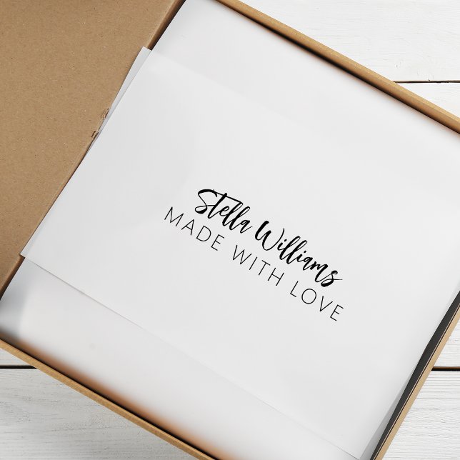 Carimbo De Borracha Nome da caligrafia moderna feito com amor (Modern Calligraphy Name Made With Love Rubber Stamp)