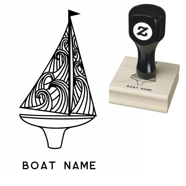 Carimbo De Borracha Nome da Embarcação de Navegação (Sail boat and custom boat name sailing rubber stamp)