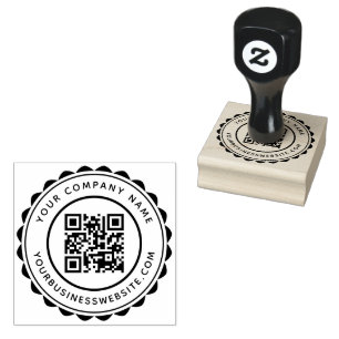 Carimbo De Borracha Nome da empresa redonda e código QR personalizado