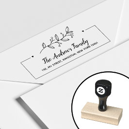 Carimbo De Borracha Nome da Família Botânica Minimalista Folha