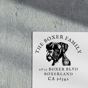 Carimbo De Borracha Nome da família Boxer Dog Endereço de devolução