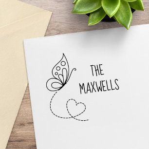 Carimbo De Borracha Nome da Família Cardíaca Butterfly