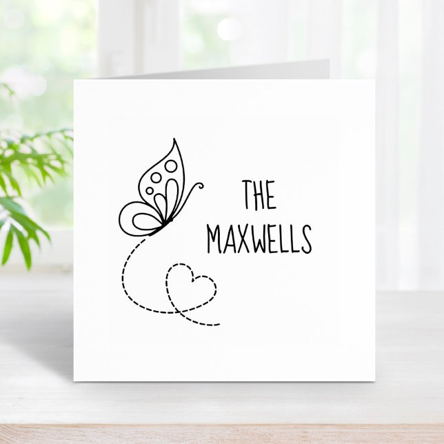 Carimbo De Borracha Nome da Família Cardíaca Butterfly (Criador carregado)