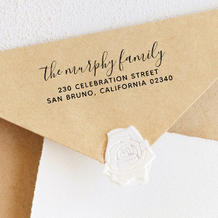 Carimbo De Borracha Nome da família Chic e Endereço de devolução simpl