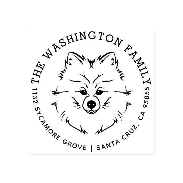 Carimbo De Borracha Nome da Família de Cães da Pomerânia Doce Endereço (Impressão)