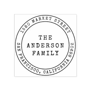 Carimbo De Borracha Nome da família de estilo Vintage e endereço de re