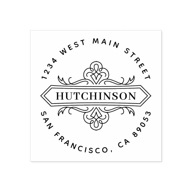 Carimbo De Borracha Nome da Família de Ornamentados desenhado à mão En (Impressão)