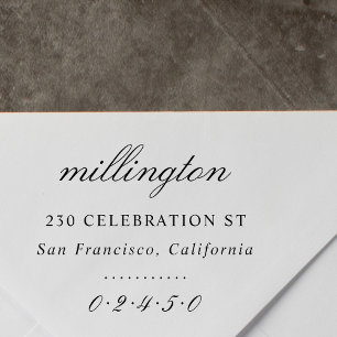 Carimbo De Borracha Nome da família de script Elegante e endereço de r