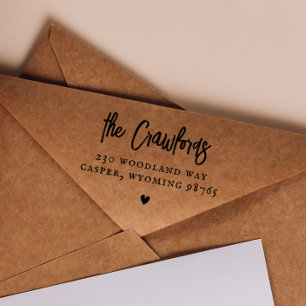 Carimbo De Borracha Nome da Família de Script Endereço de Retorno Eleg