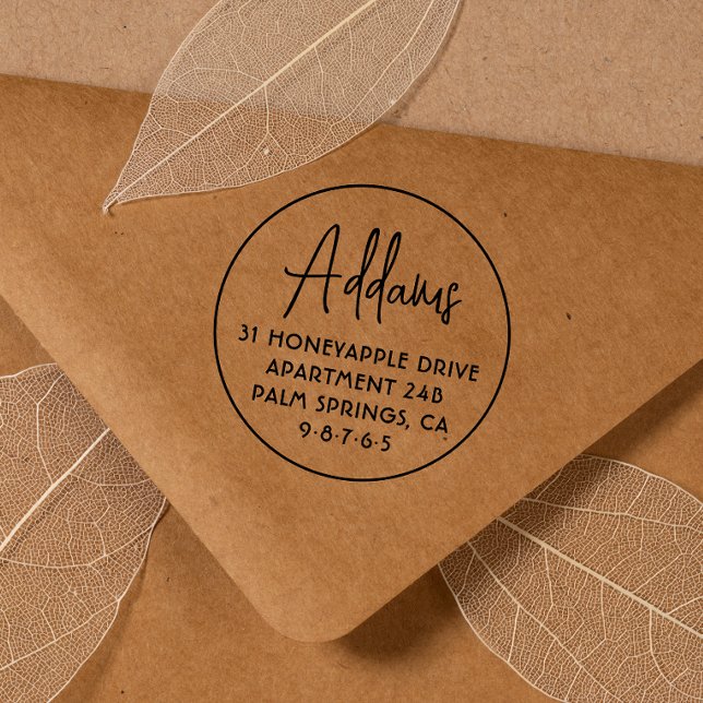 Carimbo De Borracha Nome da Família de Script Endereço Personalizado S (Rubber Stamp Mock-up)