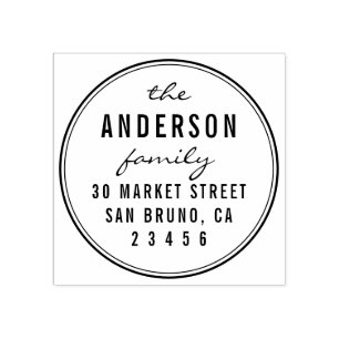 Carimbo De Borracha Nome da Família de Script Personalizado Endereço d