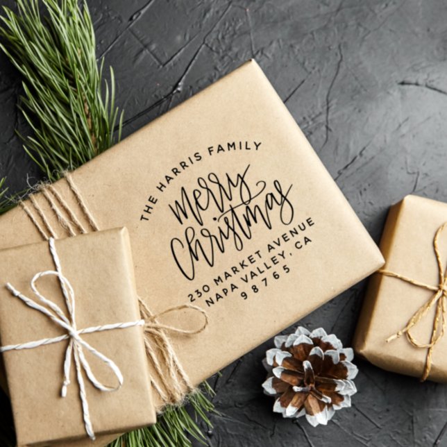 Carimbo De Borracha Nome da Família de Texto Curvo Endereço de Retorno (Rubber Stamp Mock-up)