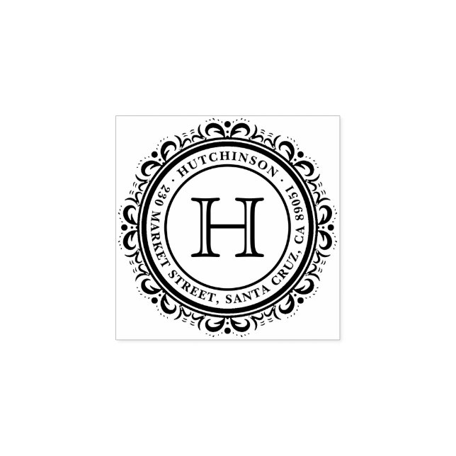 Carimbo De Borracha Nome da família | Deco Flourar Endereço de Devoluç (Impressão)