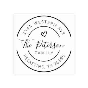 Carimbo De Borracha Nome da família Endereço de retorno Logotipo redon