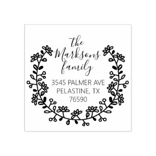 Carimbo De Borracha Nome da família Endereço de retorno Logotipo redon