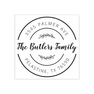 Carimbo De Borracha Nome da família Endereço de retorno Logotipo redon