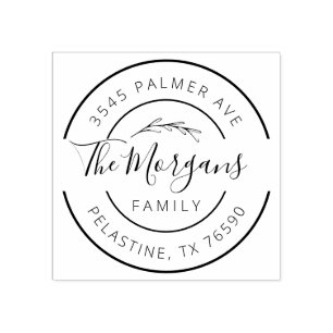 Carimbo De Borracha Nome da família Endereço de retorno Logotipo redon