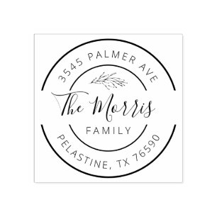 Carimbo De Borracha Nome da família Endereço de retorno Logotipo redon