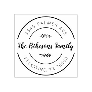 Carimbo De Borracha Nome da família Endereço de retorno Logotipo redon