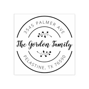 Carimbo De Borracha Nome da família Endereço de retorno Logotipo redon
