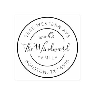 Carimbo De Borracha Nome da família Endereço de retorno redondo, Prime