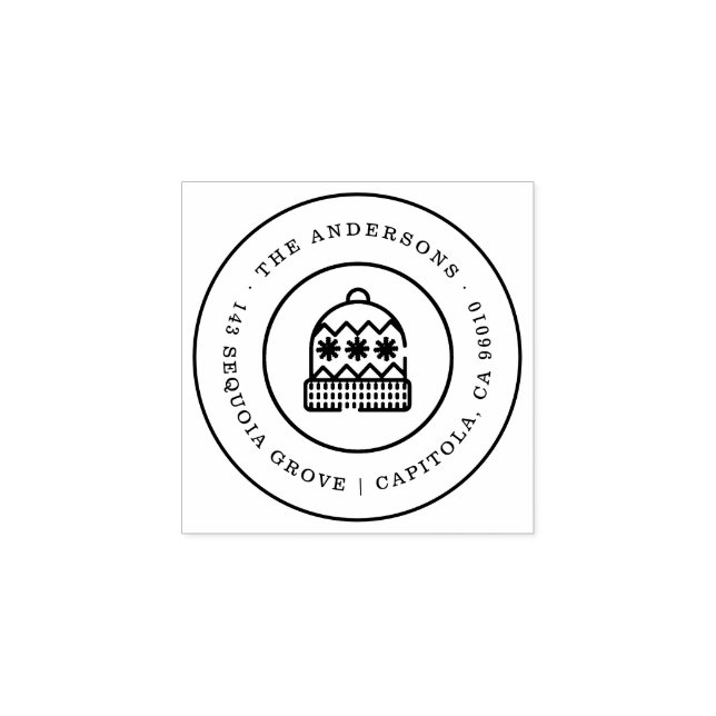 Carimbo De Borracha Nome da Família Hat no Natal (Impressão)