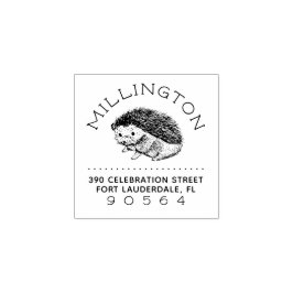 Carimbo De Borracha Nome da Família Hedgehog desenhado à mão Endereço 