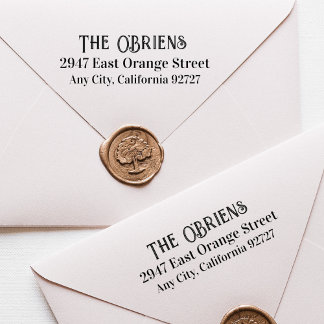 Carimbo De Borracha Nome da família irlandesa e endereço de devolução