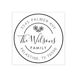 Carimbo De Borracha Nome da família Logotipo redondo Endereço de devol