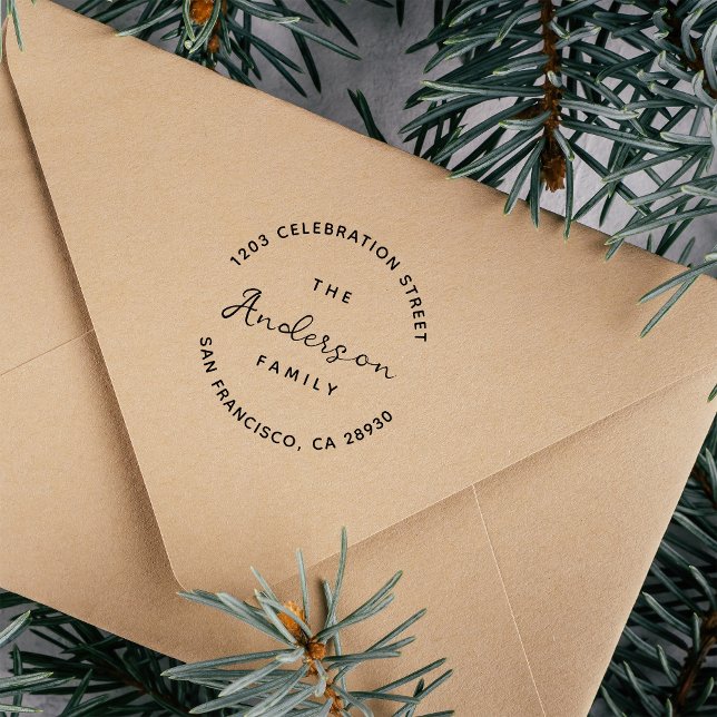 Carimbo De Borracha Nome da Família Manuscrito Arredondar Endereço de  (Criador carregado)