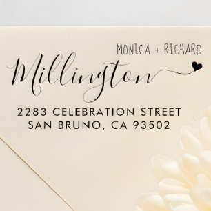 Carimbo De Borracha Nome da família manuscrito Endereço de devolução d