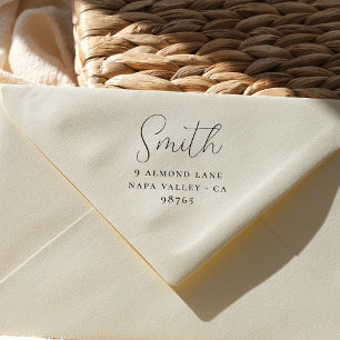 Carimbo De Borracha Nome da família minimalista Calliografia Endereço 