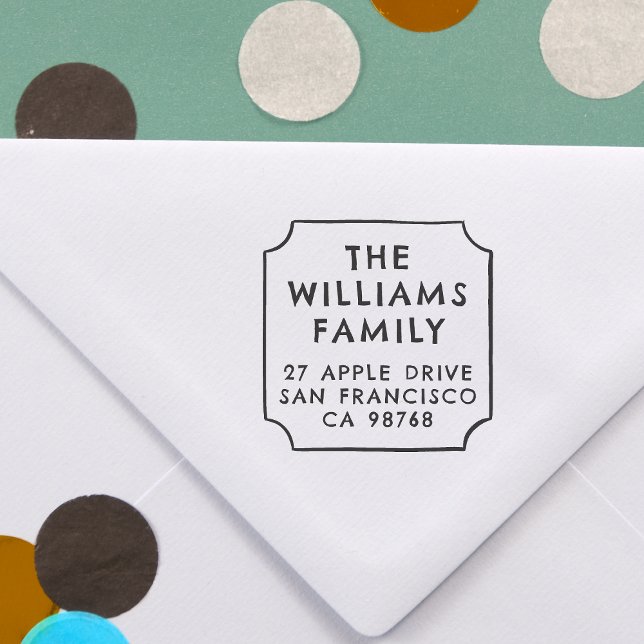 Carimbo De Borracha Nome da Família Moderna Endereço de Retorno do Qua (Rubber Stamp Mock-up)