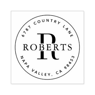 Carimbo De Borracha Nome da Família Monograma Circular Endereços de De