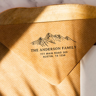 Carimbo De Borracha Nome da família Mountain Endereço de devolução