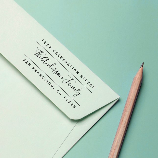 Carimbo De Borracha Nome da Família Personalizada | Endereço para devo (Criador carregado)