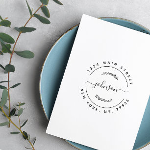 Carimbo De Borracha Nome da Família Personalizada Voltar ao Endereço d