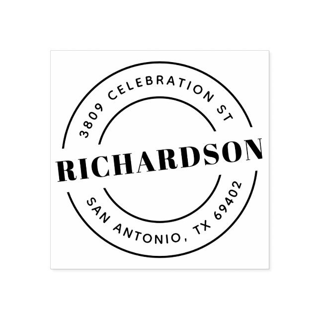 Carimbo De Borracha Nome da família retrorreflectora e endereço de dev (Impressão)