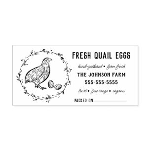 Carimbo De Borracha Nome da Fazenda da família Quail Cartonagem de ovo