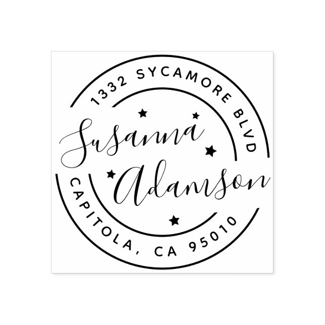 Carimbo De Borracha Nome de Cheio de Script Moderno Endereço de Retorn (Impressão)