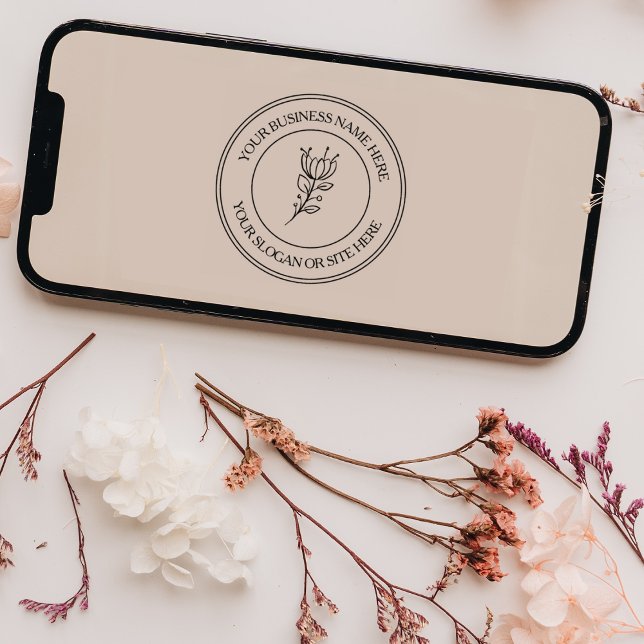 Carimbo De Borracha Nome de Negócios Personalizado Simples Floral (Criador carregado)