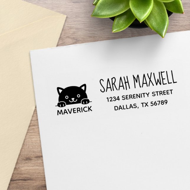 Carimbo De Borracha Nome de Pet de Gato Preto Cinto (Criador carregado)