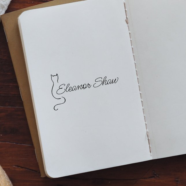 Carimbo De Borracha Nome de Script de Cat Personalizado (Criador carregado)