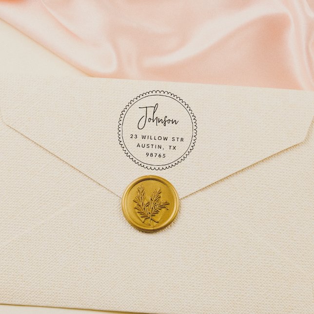 Carimbo De Borracha Nome de Script do Quadro Whimsical Endereço de Ret (Stamp Mock-up)