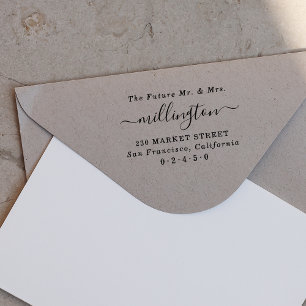 Carimbo De Borracha Nome de Script Elegante do Sr & Sra. Futuro Endere