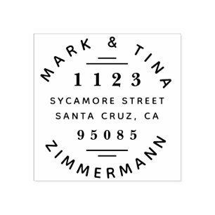 Carimbo De Borracha Nome do Casal Casado Redondo Moderno Endereço de D
