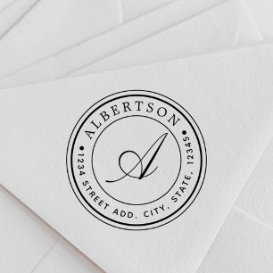 Carimbo De Borracha Nome do Endereço de Retorno Redondo do Monograma C