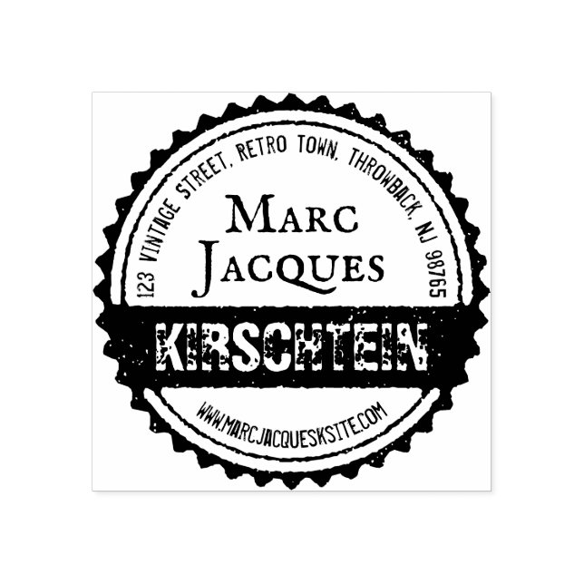 Carimbo De Borracha Nome do logotipo Vintage Endereço Frasco Círculo d (Impressão)