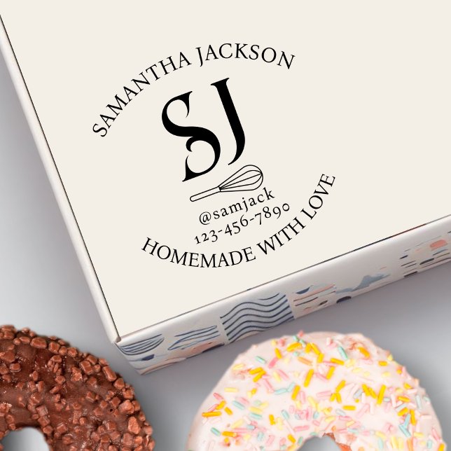 Carimbo De Borracha Nome do Monograma Elegante Empresa de Bakery (Criador carregado)